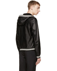 Dolce & Gabbana Black Hooded Leather Jacket