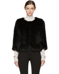 Yves Salomon Black Knit Fur Liner Jacket