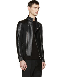 Versus Black Leather Panelled Jacket