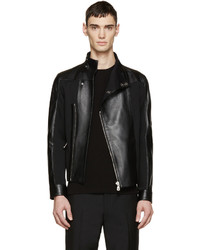 Versus Black Leather Panelled Jacket