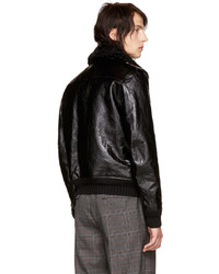 Saint Laurent Black Shearling Collar Jacket