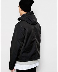 Asos Brand Cropped Hooded Jacket In Black