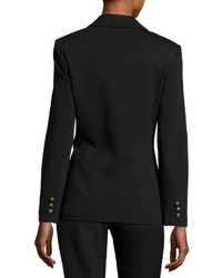 Neiman Marcus Brass Button Ponte Jacket Black