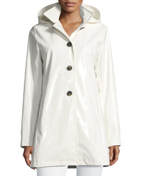 Jane Post Button Front Shiny Waterproof Rain Slicker Jacket