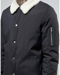 Asos Coach Jacket With Fleece Lining In Black