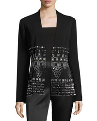 St. John Collection Beaded Classic Stretch Cady Jacket Black