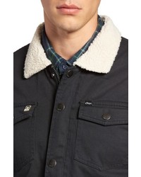 Obey Colton Faux Shearling Collar Lined Twill Jacket