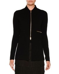 Stella McCartney Compact Rib Knit Zip Front Jacket Black