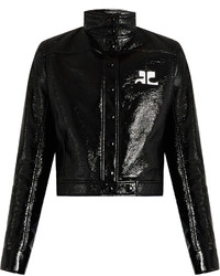 Courreges Courrges Stand Collar Patent Faux Leather Jacket