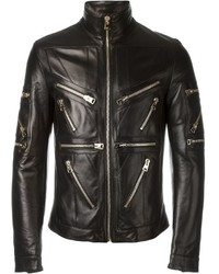 Dolce & Gabbana Zip Detail Leather Jacket