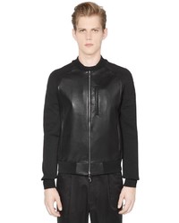 Emporio Armani Nappa Leather Jacket With Knit Sleeves