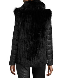GORSKI Fox Fur Jacket W Removable Down Sleeves Black
