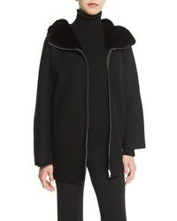Agnona Fur Lined Zip Front Cashmere Jacket