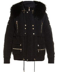 Balmain Fur Trim Hooded Parka Jacket