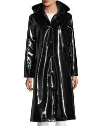 Jane Post Hooded Snap Front Long Rain Slicker Coat