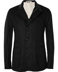 Alexander McQueen Leather Collar Cotton Jacket