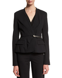 Donna Karan Long Sleeve Peplum Jacket Black
