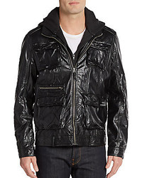 Members Only Hooded Faux Leather Jacket