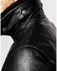 Nudie Jeans Nudie Leather Jacket Tjalle Pilot Faux Fur Collar