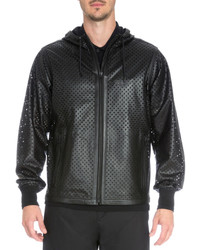 Givenchy Perforated Leather Zip Up Jacket Black