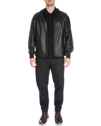 Givenchy Perforated Leather Zip Up Jacket Black
