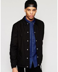 Pull&Bear Coach Jacket In Black With Poppers
