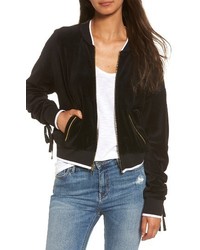 Juicy Couture Ruched Sleeve Velour Track Jacket