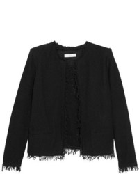 IRO Shavani Frayed Cotton Blend Boucl Jacket Black
