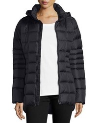 The North Face Short Hooded Down Zip Front Jacket Black