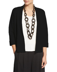 Eileen Fisher Silk Organic Cotton Interlock Boxy Jacket Black Plus Size