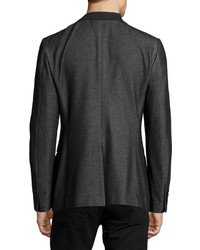 Dolce & Gabbana Textured Jacket With Satin Lapels Black