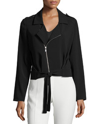 Laundry by Shelli Segal Tie Front Crepe Jacket Black