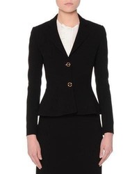 Agnona Two Button Fitted Peplum Jacket Black