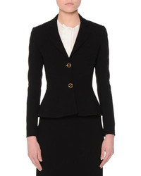 Agnona Two Button Fitted Peplum Jacket Black