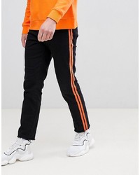 ASOS DESIGN Asos Stretch Slim Ankle Grazer Jeans In Black With Orange
