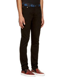 Givenchy Black Blue Paisley Trimmed Jeans