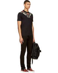 Givenchy Black Blue Paisley Trimmed Jeans