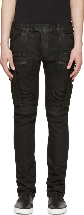 Balmain Black Coated Cargo Jeans, $1,515 | SSENSE | Lookastic