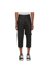 Rick Owens DRKSHDW Black Combo Collapse Cropped Jeans