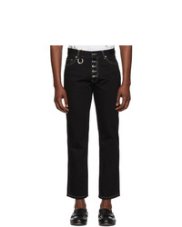 Linder Black Contrast Stitch Tube Jeans