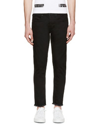 Off-White Black Frayed Cropped Jeans