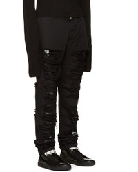 Hood by Air Black Shredded Box Logo Jeans