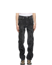 Y/Project Black Twisted Front Seam Jeans