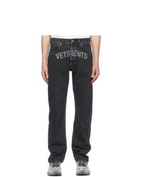 Vetements Black Washed Laser Logo Jeans