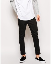 Asos Brand Skinny Jeans In Cropped Length In Black