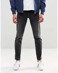 Asos Brand Stretch Slim Jeans In 125oz In Washed Black