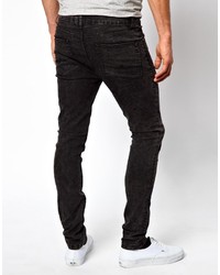 Asos Brand Super Skinny Jeans In Black Acid Wash