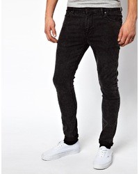 Asos Brand Super Skinny Jeans In Black Acid Wash