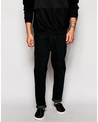 Asos Brand Tapered Jeans In Washed Black