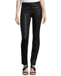St. John Collection Bardot Coated Denim Slim Jeans Black
